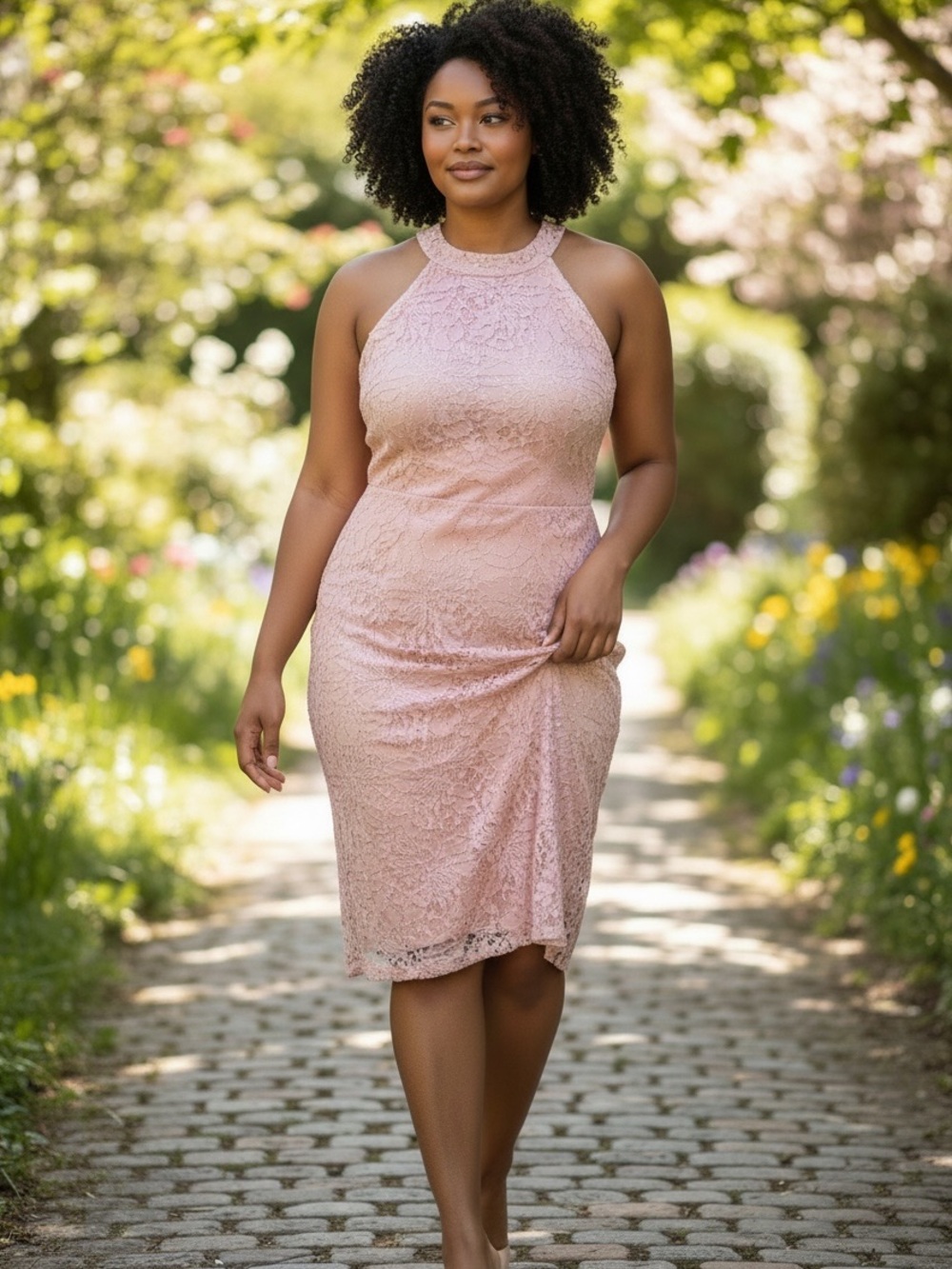 Roz & Ali Dusty Rose Lace Detail Dress